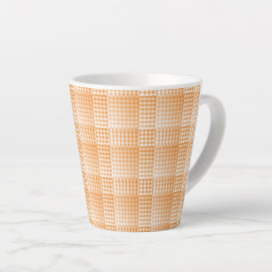 Tasse Latte Motif abstrait à carreaux orange et blanc