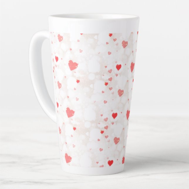 Tasse Latte Motif Abstrait de Coeurs colorés (Angle gauche)