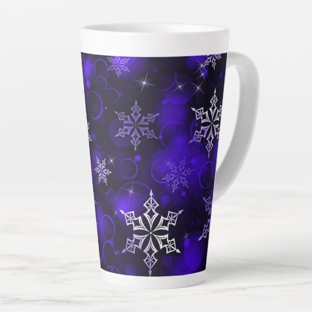 Tasse Latte Motif Amethyst Purple Snowflake (Angle droit)