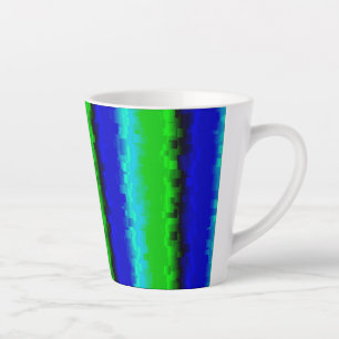 Tasse Latte Motif arc-en-ciel bleu vert abstrait 3D