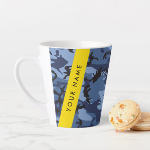 Tasse Latte Motif camouflage bleu marine Personnalisez votre n