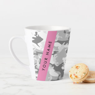 Tasse Latte Motif camouflage gris neige d'hiver Personnalisez