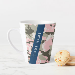 Tasse Latte Motif camouflage rose et vert Personnalisez votre 