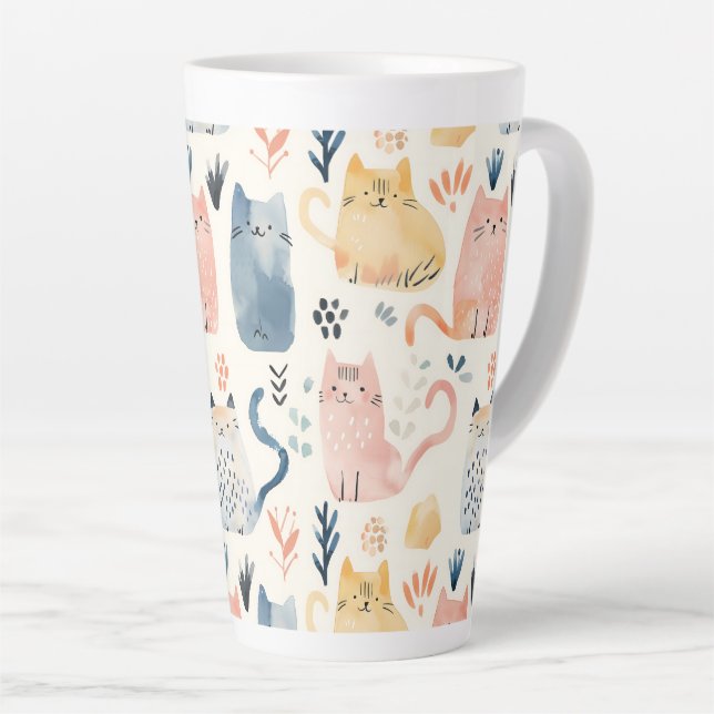 Tasse Latte Motif chaton pastel mignon (Angle droit)