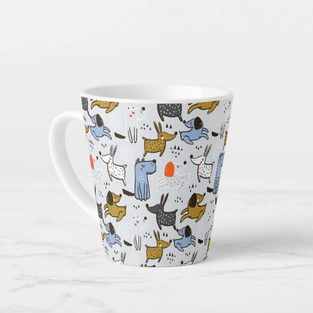 Tasse Latte Motif chien mignon Doodle (Angle gauche)