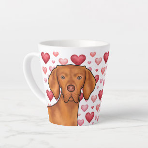 Tasse Latte Motif Cœurs Rouges Vizsla Hongrois Amour pour les