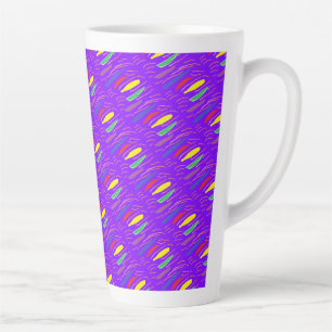 Tasse Latte Motif d'art sur brun violet