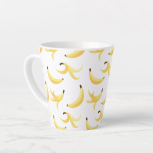 Tasse Latte Motif de banane jaune rétro drôle éditable pour fê