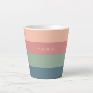 Tasse Latte Motif de bandes de nom personnalisé