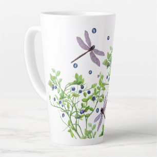 Tasse Latte Motif de bleuets avec libellules