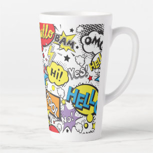 Tasse Latte Motif de bulle de dialogue d'art pop de bande dess