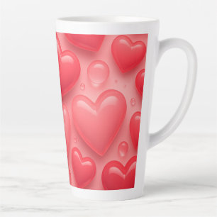 Tasse Latte Motif de bulle rose et rouge Coeurs