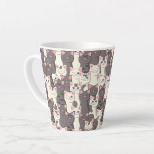 Tasse Latte Motif de chats blancs et gris