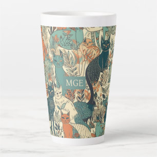 Tasse Latte Motif de chats monographiques personnalisés