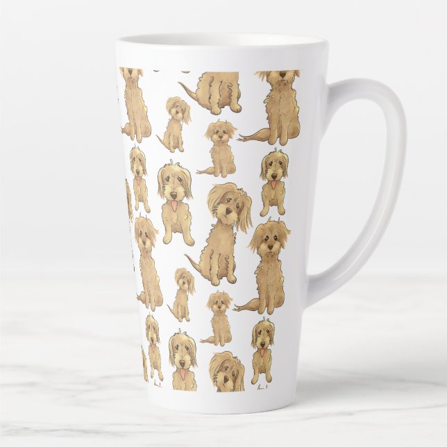 Tasse Latte Motif de chien Brown labradoodle doré (Droite)