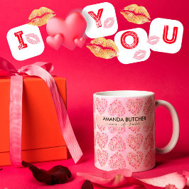 Tasse Latte Motif de coeur romantique et rose