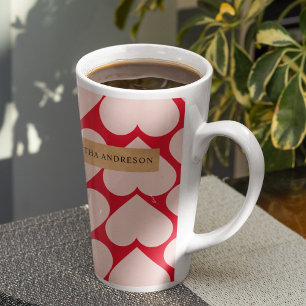 Tasse Latte Motif de coeur romantique et rouge moderne