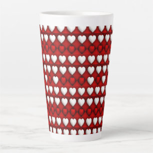 Tasse Latte Motif de cœur rouge et blanc