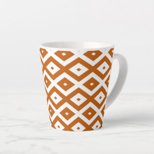 Tasse Latte Motif de diamant orange et blanc brûlé