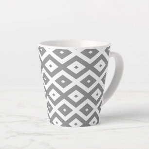 Tasse Latte Motif de diamants gris et blanc