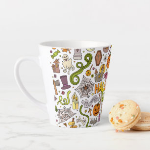 Tasse Latte Motif de doodle Halloween mignon