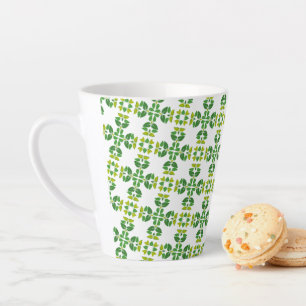 Tasse Latte Motif de feuille, motif de feuilles, feuilles vert