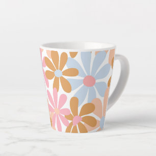 Tasse Latte Motif de fleur de marguerite pastel rétro