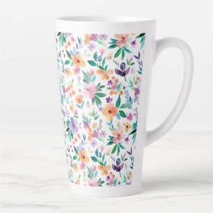 Tasse Latte Motif de fleurs de prairie à l'aquarelle