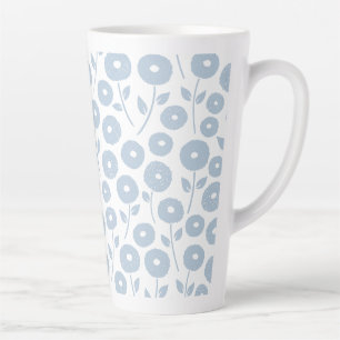 Tasse Latte Motif de fleurs floues bleu sur blanc