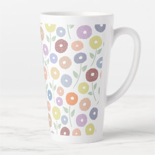 Tasse Latte Motif de fleurs floues Pastels sur fond blanc