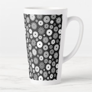 Tasse Latte Motif de fleurs monochromes
