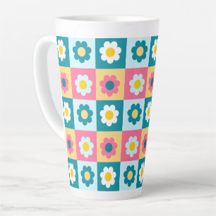 Tasse Latte Motif de fleurs pastel colorées Rétro Mignon