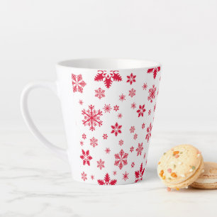 Tasse Latte Motif de flocon de neige, Flammes de neige rouges,