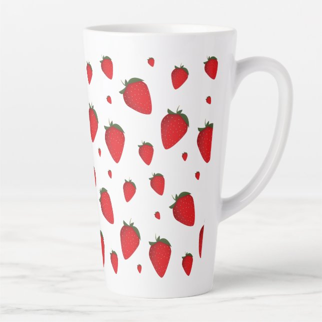 Tasse Latte Motif de fruits blancs rouges à fraise (Droite)