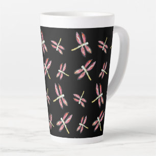 Tasse Latte Motif de libellules roses dansantes