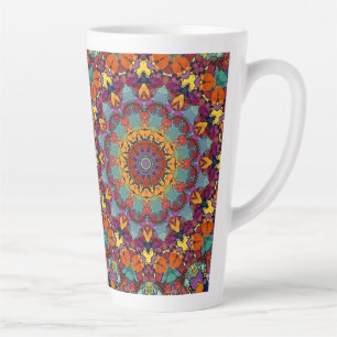 Tasse Latte Motif de mandala de kaléidoscope fractal-64351