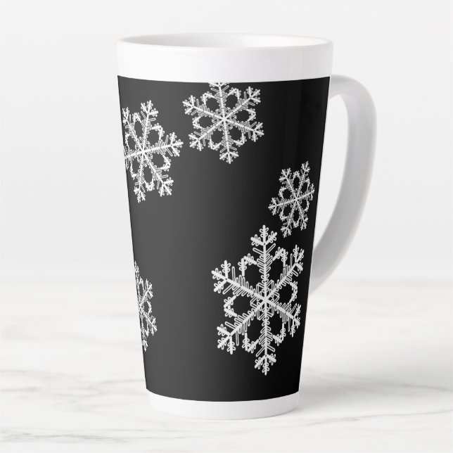 Tasse Latte Motif de Noël minimaliste monochrome (Angle droit)