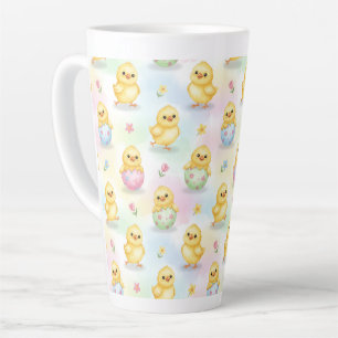 Tasse Latte Motif de Pâques à l'aquarelle rose avec un bébé po