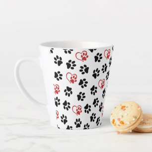 Tasse Latte Motif De Pâtes, Pâtes Noires, Pâtes Rouges, Coeurs