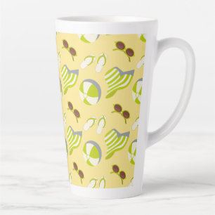 Tasse Latte Motif de plage avec lunettes de soleil et casquett