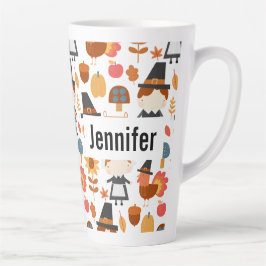 Tasse Latte Motif de récolte de pèlerins d'action de grâce