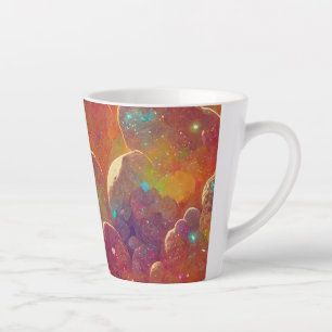 Tasse Latte Motif de répétition de nuage cosmique orange