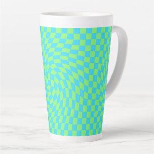 Tasse Latte Motif de tableau de bord bleu clair et vert dépoli