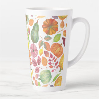 Tasse Latte motif de Thanksgiving - citrouilles et feuilles