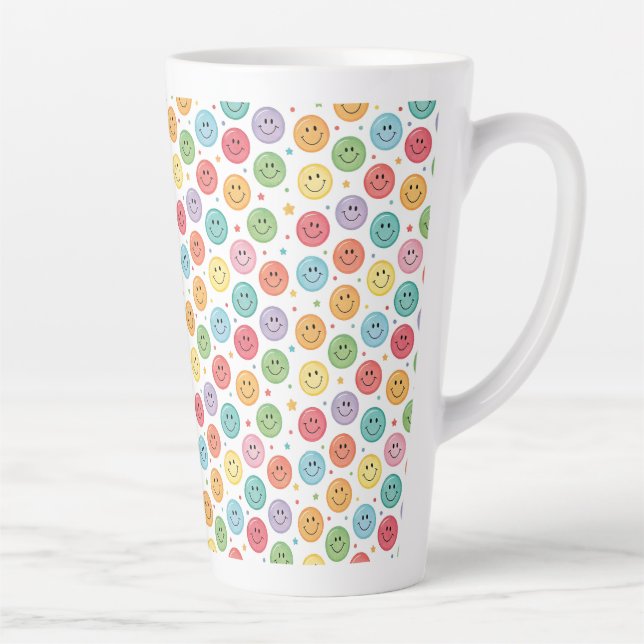 Tasse Latte Motif d'émoji souriant (Droite)