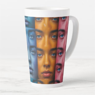 Tasse Latte Motif des faces colorées