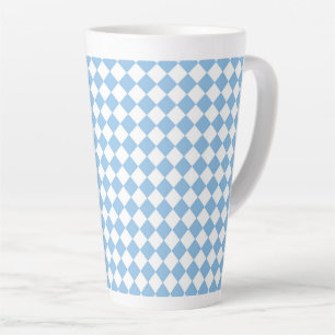 Tasse Latte Motif diamant à carreaux bleu blanc