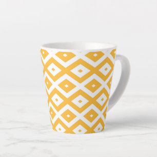 Tasse Latte Motif diamant jaune et blanc soleil