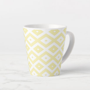 Tasse Latte Motif diamant jaune pâle et blanc