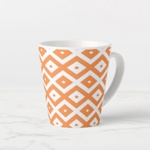 Tasse Latte Motif diamant orange et blanc